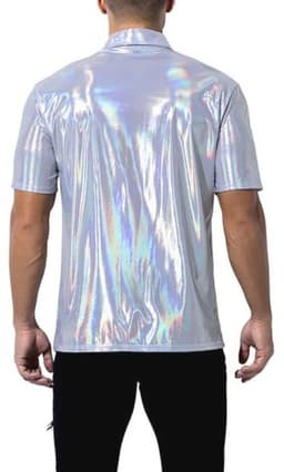 Pailletten T-shirt voor heren - Metallic disco kleding voor jaren '70 thema feesten — thumbnail 2
