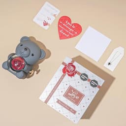 Romantische beer met geconserveerde roos en elegante geschenkdoos - Perfect cadeau voor Valentijnsdag, Moederdag en bruiloften — thumbnail 3