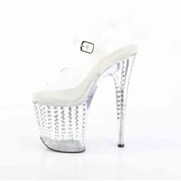 Pleaser - FLAMINGO808TDRS Sandaal met enkelband, Paaldans schoenen - US 7 - 37 Shoes - Wit/Transparant — thumbnail 3