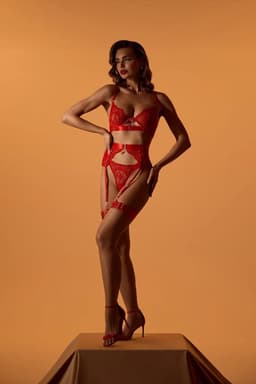Luxe Lingerieset Dames – Lingerie Erotisch – Sexy Lingerie – 4-delige set – Rood Kant – Lingerie Setje – Verleidelijke BH met Jarretels & Hoge Taille String – Sexy Lingerie – Chique – Luxe –Boudoir Look – Kinky – Erotisch – Maat XS/S, M, L, XL — thumbnail 8