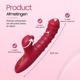 IVY LUX – 3-in-1 Vibrator voor Vrouwen – Dildo Vibrator met Stootfunctie – G-spot Vibrator + Clitoris Stimulator – Trillen & Pulseren – Waterdicht – USB Oplaadbaar — thumbnail 4