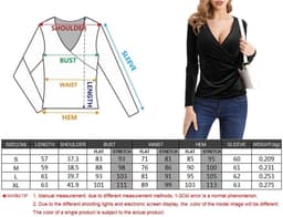 Dames Fluweel Shirt met Diepe V-Hals en Lange Mouwen - Elegante Wrap Blouse — thumbnail 3