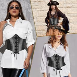 Elastische Corset Riem Zwart voor Dames - Taille Cincher met Veterdetail — thumbnail 4