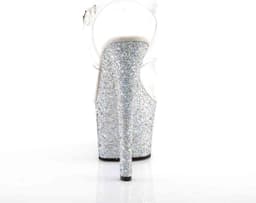 Pleaser - SKY-308LG Sandaal met enkelband, Paaldans schoenen - Paaldans schoenen - 41 Shoes - Zilverkleurig/Transparant — thumbnail 4