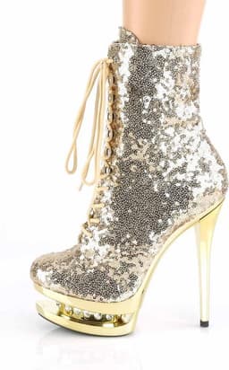 Pleaser - BLONDIE-R-1020 Plateau Laarzen, Paaldans schoenen - Paaldans schoenen - 37 Shoes - Goudkleurig — thumbnail 3