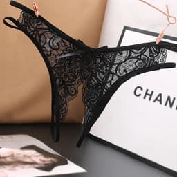 Erotische String Met Open Kruis I Sexy Slipje I Slip I Erotisch Ondergoed I Met Strik I One Size I Voor Heupomtrek 70-110 CM I Zwart — thumbnail 4