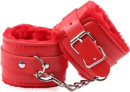 Pluche BDSM Handboeien I Erotische PU Leren Handboeien I Eotische Speelplezier I Verstelbaar I Bondage I Rood — thumbnail 4