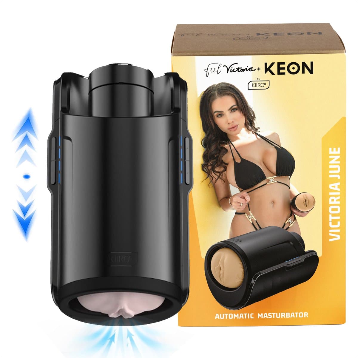 Kiiroo Keon & Victoria June Pocket Pussy - Automatische Masturbator voor Mannen - Connect met Adult Content via FeelMe AI voor een Interactieve Ervaring - Tot 230 Strokes per Minuut en Regelbare Strokelengte — afbeelding 1