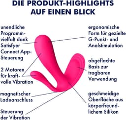 Satisfyer, draagbare Bluetooth vibrator, Top Secret+, 11 cm, met app, 2 motoren, draagbare vibrator — thumbnail 4