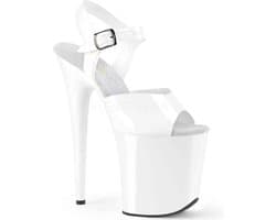 Pleaser - FLAMINGO-808N Sandaal met enkelband, Paaldans schoenen - Paaldans schoenen - 39 Shoes - Wit