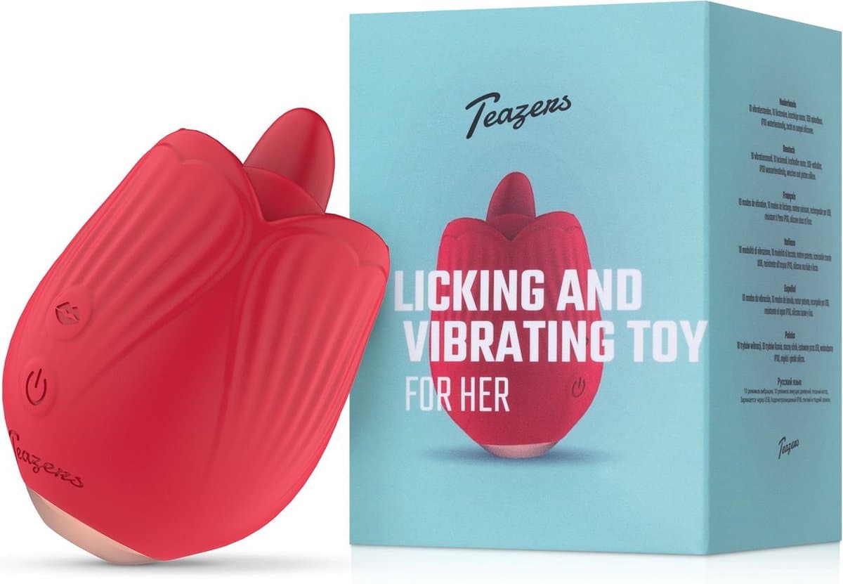 Teazers - Roos Vibrator - Likken en Vibreren - Vibrators voor Vrouwen - Sex Toys voor Vrouwen - Vibrators - Clitoris Stimulator - Tong Vibrator - Rood — afbeelding 1