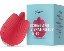 Teazers - Roos Vibrator - Likken en Vibreren - Vibrators voor Vrouwen - Sex Toys voor Vrouwen - Vibrators - Clitoris Stimulator - Tong Vibrator - Rood