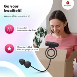 Rosebay Vibrerende Cockring met Buttplug - Penisring - Anaal Plug - Penisring Vibrerend - Eikelring - Buttplug - Zwart — thumbnail 7