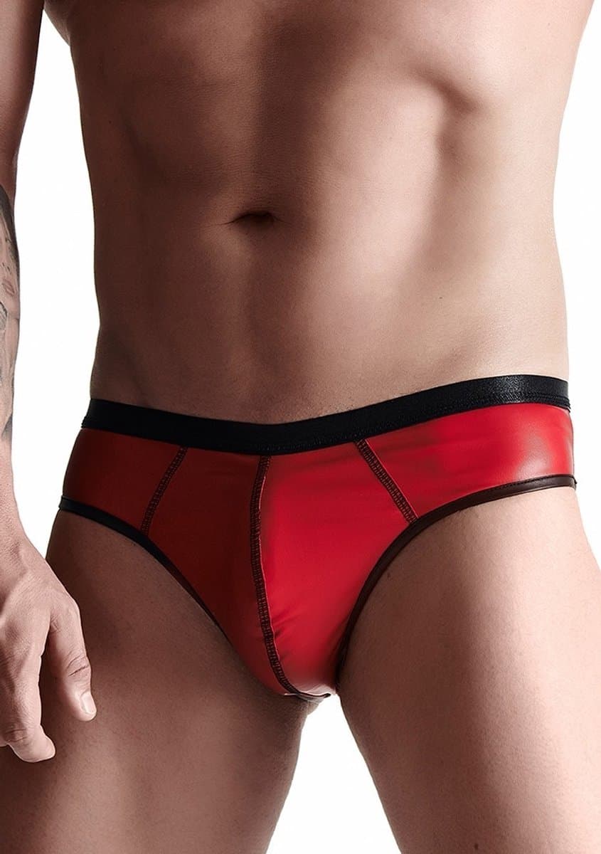 Wetlook Men's brazilian style briefs - Red — afbeelding 1