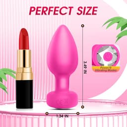 Oneay Vibrerende Anale Plug met Afstandsbediening – Prostaat Massager voor Mannen & Vrouwen – 10 Vibratiestanden – Draadloos Seksspeeltje – Kleine Buttplug voor Beginners – Stil & Waterbestendig – Roze rood — thumbnail 4