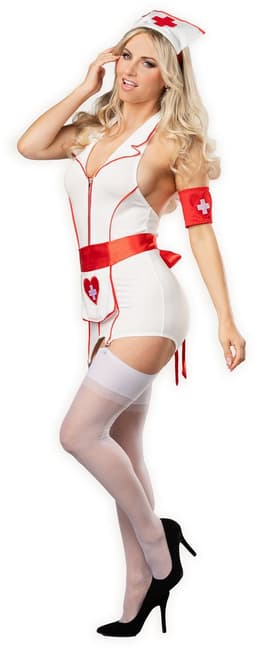 Amorable - Verpleegster Uniform - Wit/Rood S/M — thumbnail 4