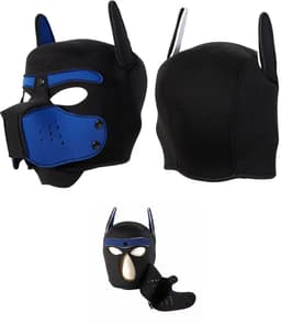 Honden Masker Set - Zwart & Blauw - Masker, Halsband en Riem - Puppy Play - BDSM Roleplay & Cosplay - Unisex - Sex Speeltjes Toys - Erotiek - Bondage Masker - OneSize — thumbnail 2