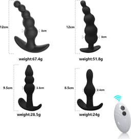 Daity 4 stuks siliconen anale kralen met 5 kralen – Draadloos en via app bestuurbaar – Vibrerende en oplaadbare anale plug – Waterdicht prostaatstimulerend seksspeeltje voor mannen, vrouwen en koppels – Zwart — thumbnail 3