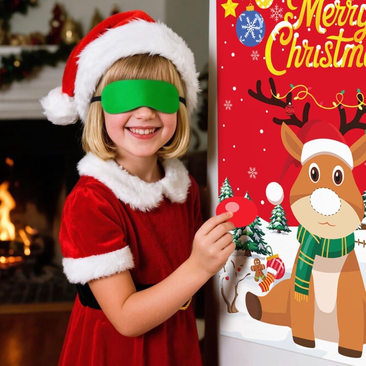 Kerst Rendier Spel - Familie Activiteit - Feestelijk Plezier - Klassiek Draai Spel - 26x20x2 cm - Rood — afbeelding 1