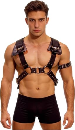 Heavy leather bondageharnas - Heren Lingerie - BDSM Harnas - Leder - Zeer goede kwaliteit - Extreme bondage - Leer — thumbnail 1