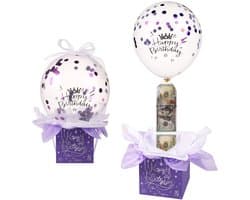 Solidchoice - Dailygoody - Trekgeldballondoos - Geldcadeau - Verrassende verjaardagservaring - Paars - Grappige ballonset - Perfect voor vriendin of vrouw - Inclusi