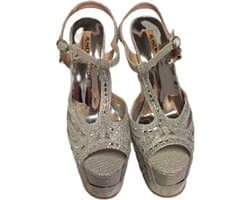 JUMEX- EROTISCHE PUMP-SILVER-STRASS-SILVER STILETTO HEEL-37