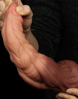 Lovetoy - Realistische XXL Dildo 24.5 cm - Lichte/donkere Beige — thumbnail 14