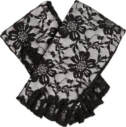 Cottelli Collection - Vingerloze Kanten Handschoentjes met Schulprandje - Zwart M — thumbnail 2