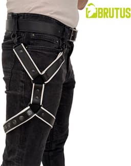 BRUTUS Leather Leg Harness Black-White — thumbnail 2