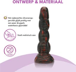 JustFun Fantasy Dragon Dildo - 20 CM - Met Zuignap - Sex Toys voor Mannen & Vrouwen - Monster Anal Plug XL - Zwart / Rood — thumbnail 4
