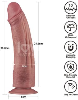LoveToy - Power Cock - 26,5 cm - Vibrerende Dildo - Dual Density - Lichte Huidskleur — thumbnail 1