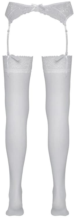 Cottelli Collection – Jarretel Kousen met Sexy Motief Langs Rand voor Onschuldig Uitstraling – Maat XL – Wit — thumbnail 2