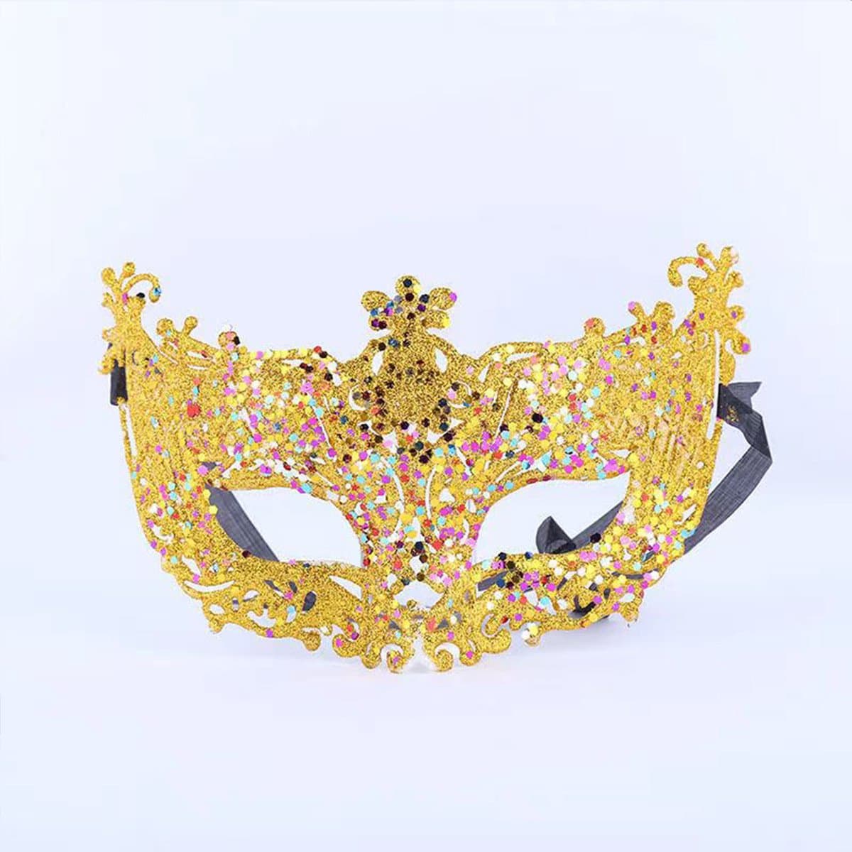 Masker - Venetiaans masker - Oogmasker - Gemaskerd bal - Verkleedmasker feest - Goud met glitter - Jonyx — afbeelding 1