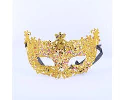 Masker - Venetiaans masker - Oogmasker - Gemaskerd bal - Verkleedmasker feest - Goud met glitter - Jonyx