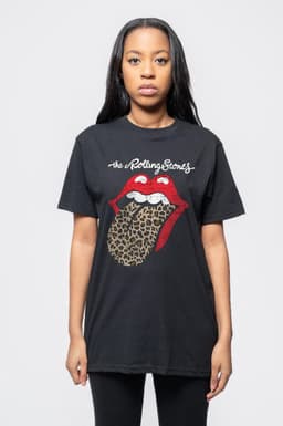 Officieel Rock Band T-Shirt met Luipaardprint Tong - Unisex Zwart — thumbnail 3