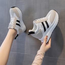 Leren Dames Enkellaarzen met Verborgen Sleehak 10 cm - Elegante Platform Sneakers — thumbnail 4