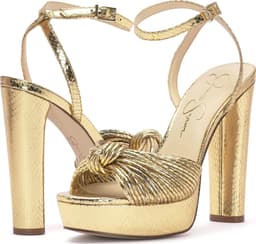 Dames Plateau Sandalen met Hoge Hak Goudkleurig Comfortabel — thumbnail 2
