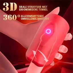 JustFun Masturbator met App Control - 9 Vibratiestanden - Sex Toys voor Mannen - Pocket Pussy - Zwart / Rood — thumbnail 2