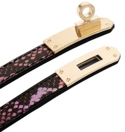 Kiotos Leather - Smalle Collar Met Reptielenprint - Goud/Roze — thumbnail 4