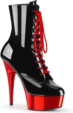 Pleaser Enkellaars -36 Shoes- DELIGHT-1020 Zwart/Rood — thumbnail 1