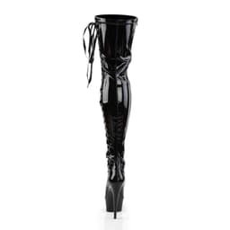 EU 40 = US 10 | DELIGHT-3050 | 6 Heel, 1 3/4 PF Thigh Boot w/Side Ribbon Lace, Side Zip — thumbnail 4