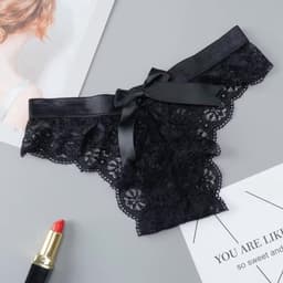 String - Lingerie - Kant - Slipje - Kanten string - Sexy lingerie - Lace - Ondergoed - Zwart - One size - Jonyx — thumbnail 5