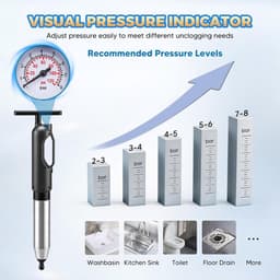 Professional tube cleaner with visual barometer, 4 interchangeable nozzles for pressure tube, drain cleaner for - ShopVlot — thumbnail 4
