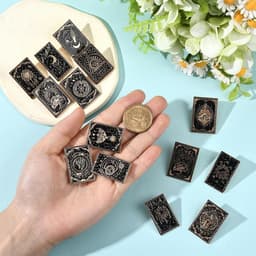 1 Doos 14 Stks 14 Stijlen Tarot Kaart Emaille Pins Gothic Broche Pin Zwarte Legering Waarzeggerij Kaarten Thema Zon Maan Ster Revers Badge Broches Set voor Rugzakken Tassen Kleding Decoratie — thumbnail 3