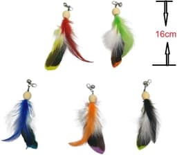 Interactief Katten Veren Speelgoed voor Kat Volwassene en Katje, 7st Vervanging Vogels Ballen Veren met Bel en 2st Handheld Elastische Teaser Toverstokjes voor Kitty Katje Binnen (B) — thumbnail 3