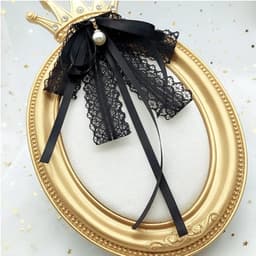 kanten vlinderdasbroche voor meisjes en vrouwen, modieuze kraagbroche vooraf vastgebonden halsband shirt corsage halsband vrouwen accessoire halsbanden parel vlinderdasbroche speld — thumbnail 2