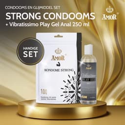 AMOR Premium condoom- en glijmiddelset - 100 condooms Strong 0.08 mm, Ø 53 mm + Vibratissimo Play Gel anal 250 ml — thumbnail 2