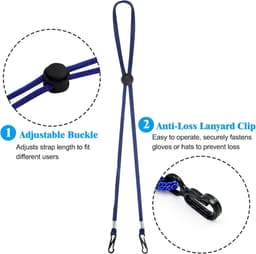 4 stuks handschoenhouders en mutsband, verstelbaar, nylon touw, anti-verlies, wantenclips, voor kinderen en volwassenen, winddichte mutsband voor skiën, outdoor, zwart, rood, roze, blauw — thumbnail 5