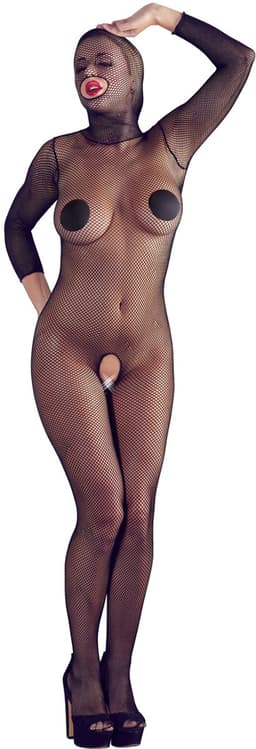 Mandy Mystery Lingerie – Transparante Catsuit in Visnet Uitvoering met Hoofdmasker Zeer Uitdagend – One Size - Zwart — thumbnail 7