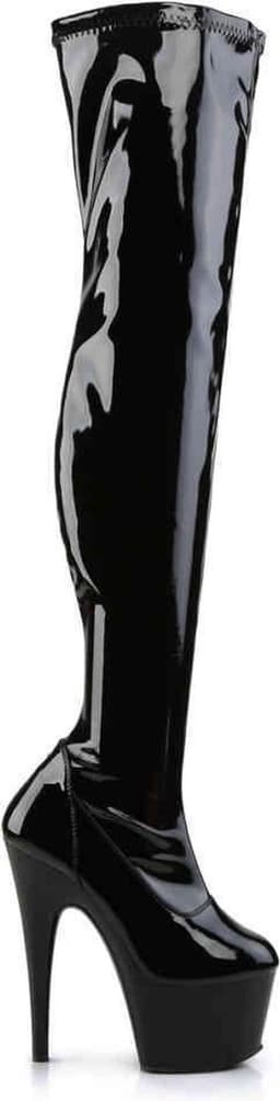 Pleaser - ADORE-3000 Plateau Overknee Laarzen - Paaldans schoenen - 44 Shoes - Zwart — thumbnail 5
